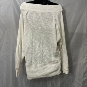 We The Free Off Shoulder Slouchy XS Cream Long Sleeve Tunic Raw Hem Oversized